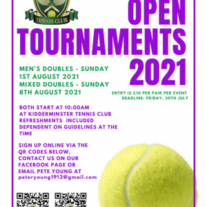 Entries now open for our Open Tournaments 2021